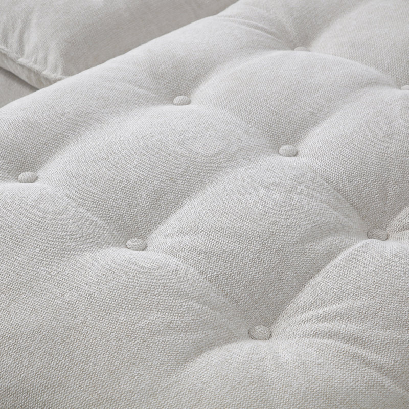 Akeyra Upholstered U Shaped Sectional Sofa with Console, White Linen