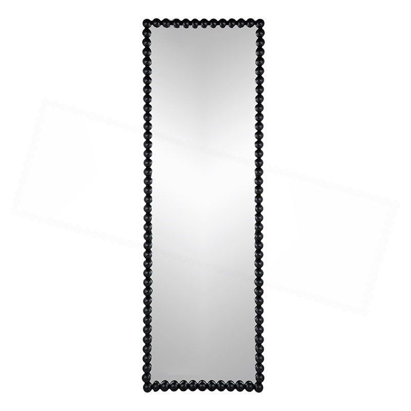 Full Length Mirror With Metal Beaded Frame, Ideal For Bedroom And Living Room Decoration And Space Enhancement.