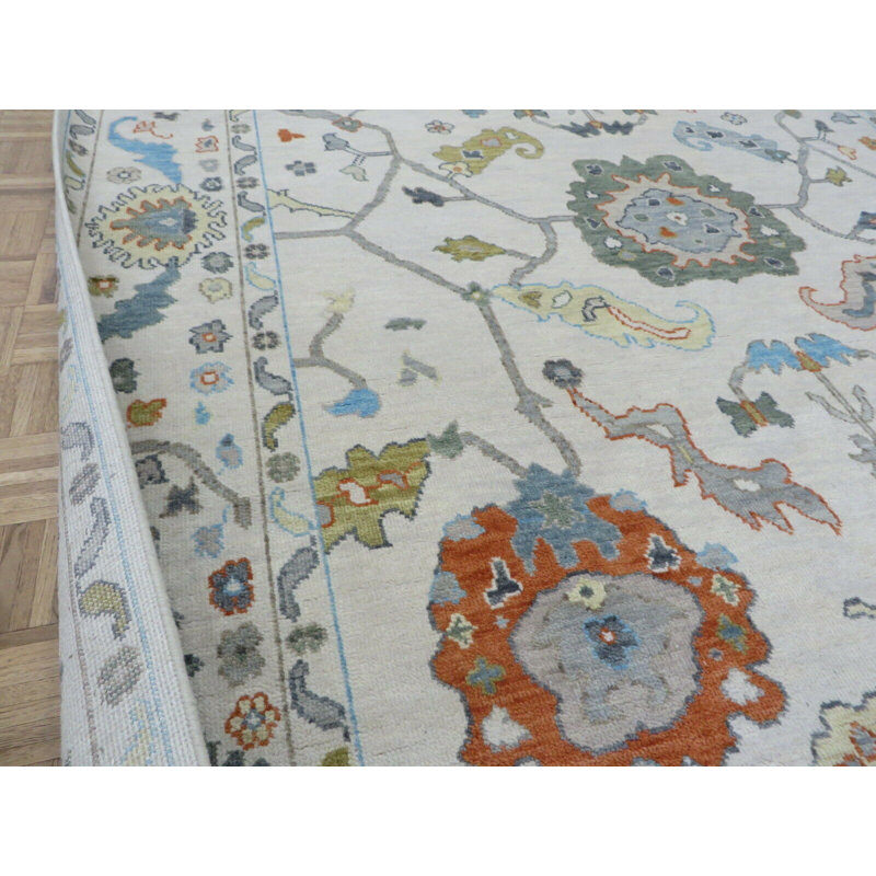 Tapis oriental Oushak coloré noué à la main 7 pi 11 po x 9 pi 10 po 54B8CBD4C2954186A26CB96B6FE21CF0