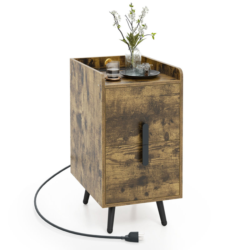 Ladene 12.5'' W Nightstand, Coffee/Black