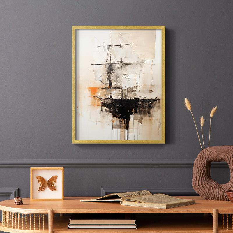 NAUTICAL Series CECXCIX - Impression encadrée de qualité supérieure - Prêt à être accroché - Aucun clou requis, Noir