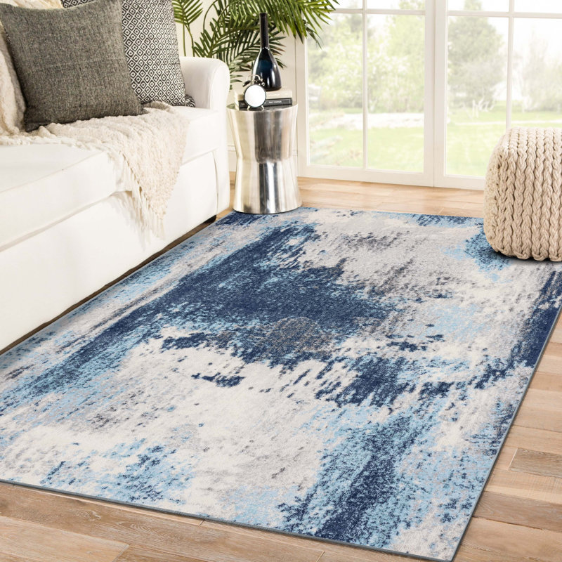 Tapis intérieur / extérieur bleu Kingsbury, Rectangle 8 pi x 10 pi