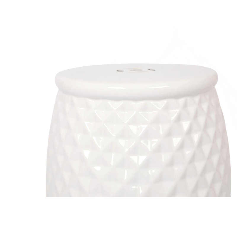 Tabouret tambour en céramique émaillée 11 po x 17,25 po - Table d'appoint intérieure / extérieure - Tabouret de jardin décoratif