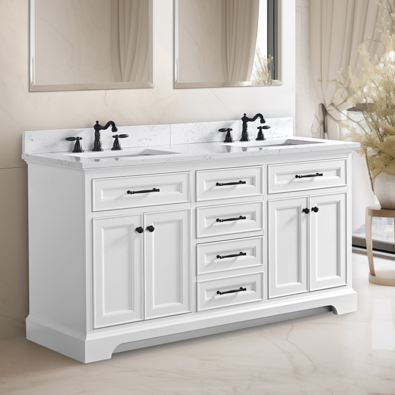 Ensemble de meuble-lavabo double 60 po Aanayah, Blanc