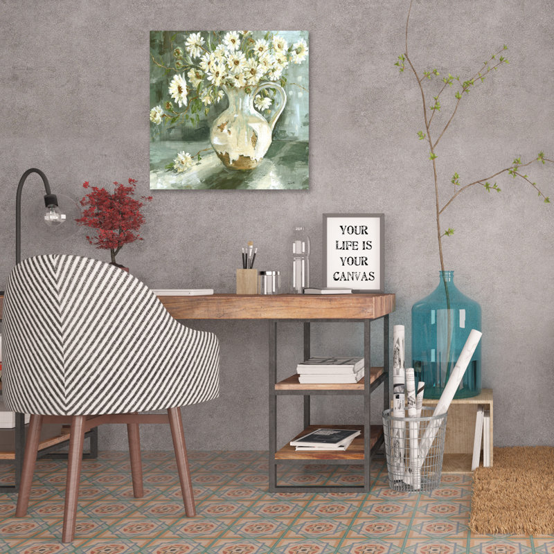 Sunshine And Daises II - Wrapped Canvas Painting, 30cm H x 30cm W
