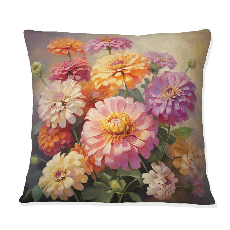 Coussin décoratif imprimé Zinnias Colorful Colorful IV - Zinnias