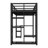 Twin XL Metal Loft Bed Frame With Desk & Wardrobe Storage-1313364050-1313364052