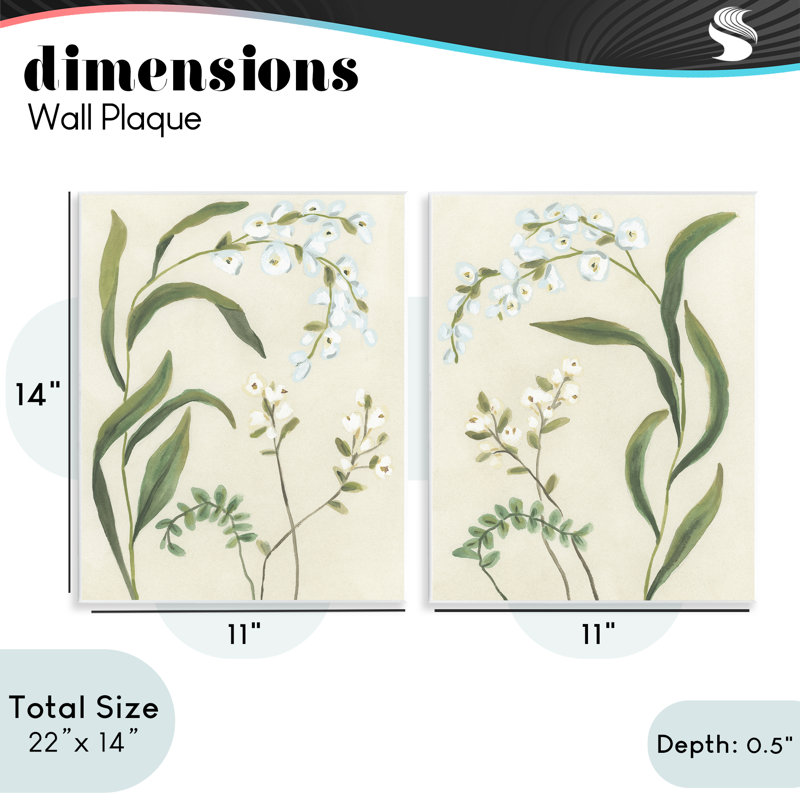 Ensemble de 2 plaques murales Vintage Snowdrop Stems, design par June Erica Vess
