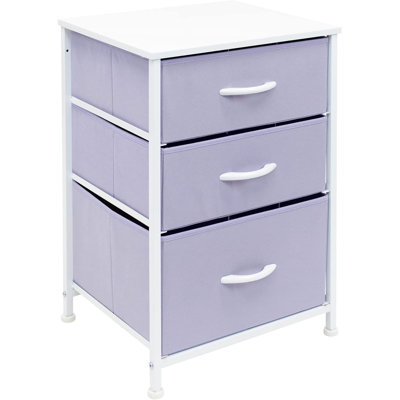 Sorbus Nightstand W/ 3 Drawers - Furniture Storage Chest Tower Unit For Bedroom, Hallway, Office  - Steel Frame, Wood Top, Pastel Fabric Bin (Pink)