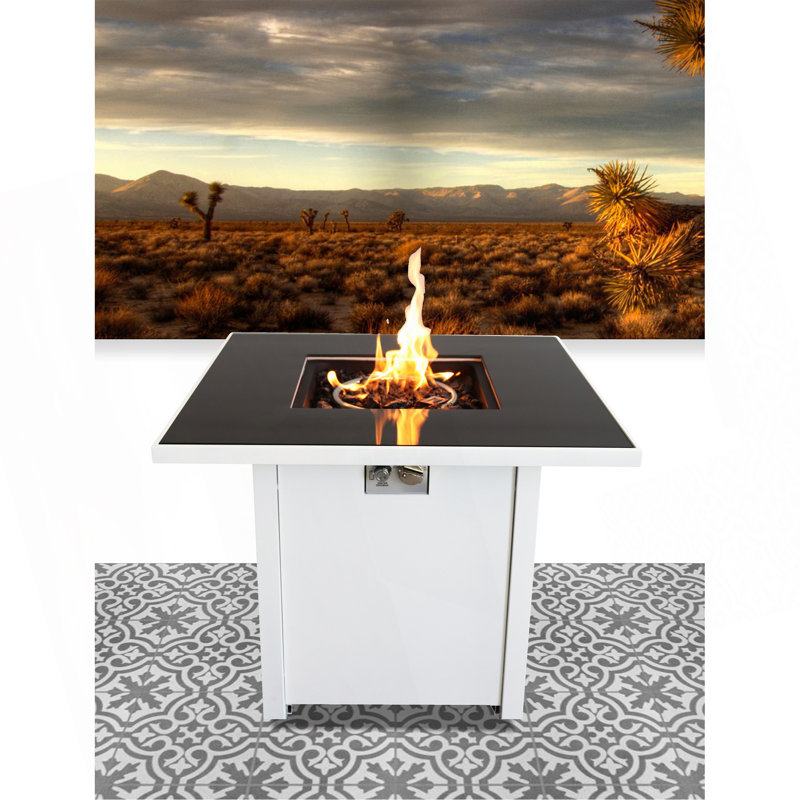Table de foyer en acier au propane / gaz naturel de 30 pouces, Blanc