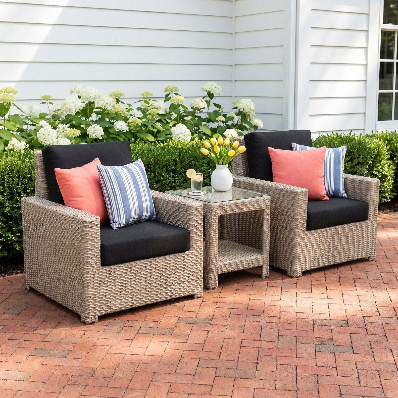 Henri 2-Person Sunbrella® Patio Seating Group, Canvas Black