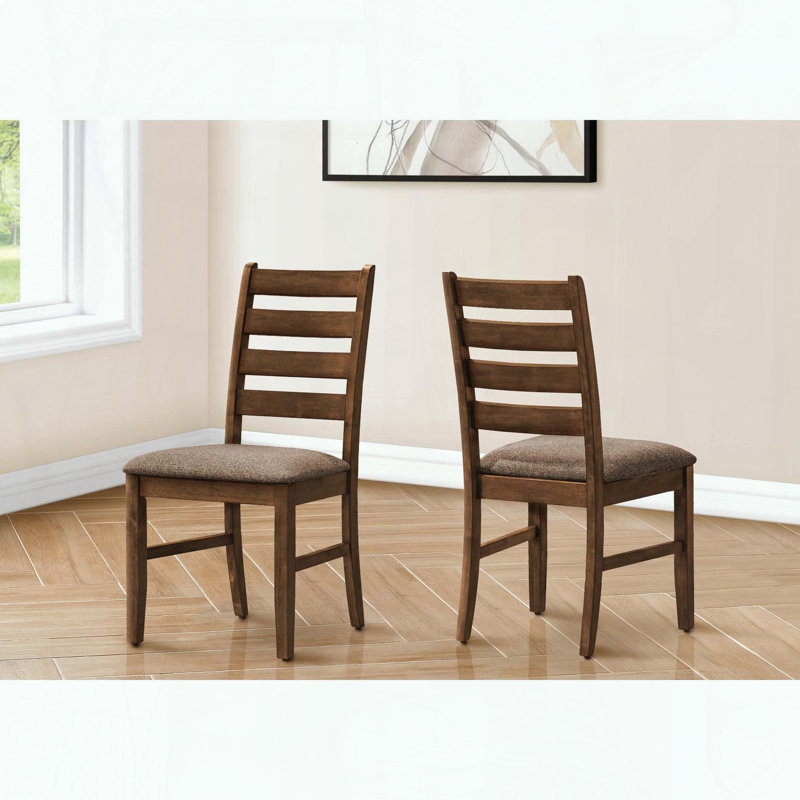 Ensemble de 2 chaises de salle à manger transitionnelles - Antique - Tissu - Hauteur 38 po, Cerisier