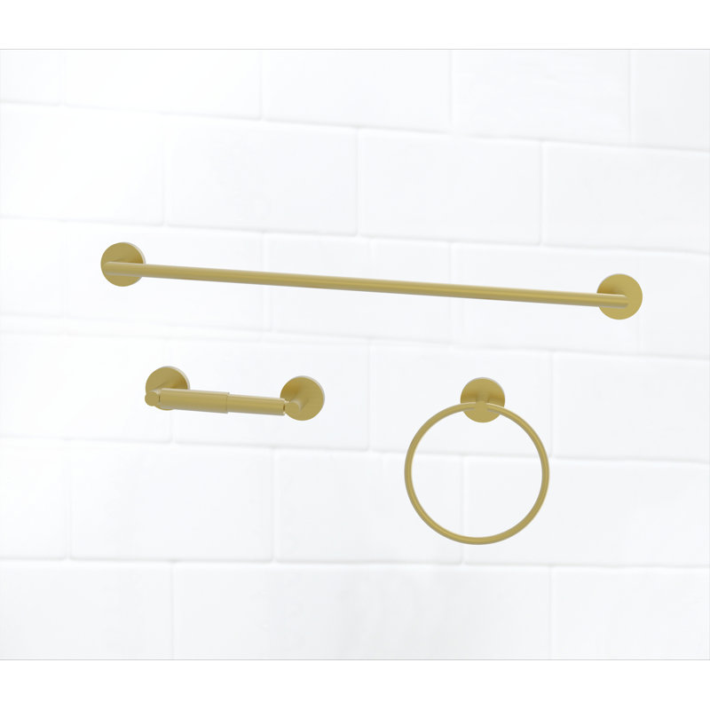3 - Piece Bathroom Hardware Set, Matte Gold