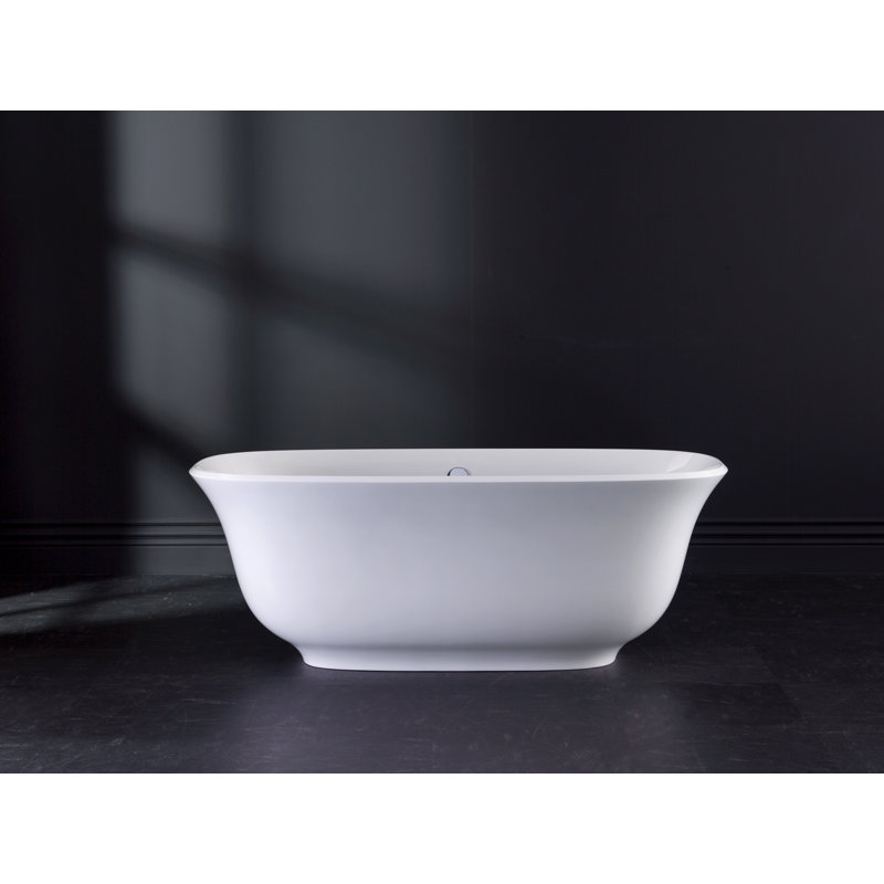 Amiata Volcanic Limestone Freestanding Soaking Bathtub, Matte White