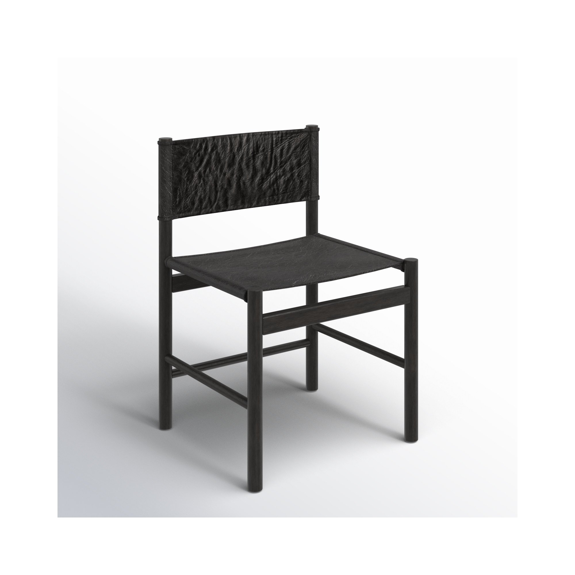 Matisse Leather Dining Chair, Black, Charcoal Parawood