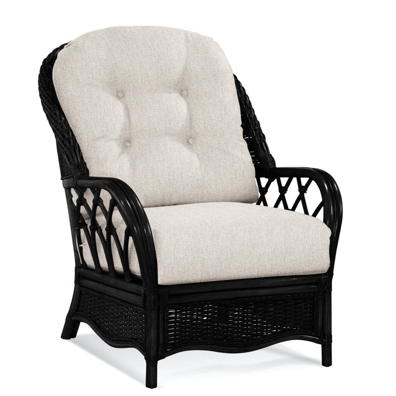 Chaise avec accoudoirs en rotin Everglade, Noir, noir, noir, noir, Performance Crypton des neiges; 0884-91