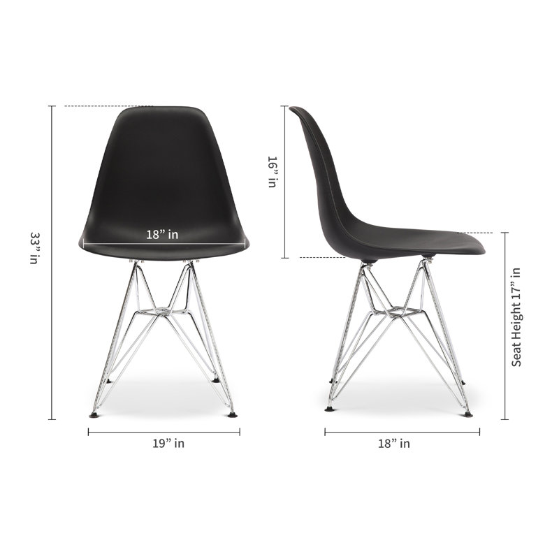 Modholic Eiffel Chair With Steel Legs, Black, Black, 1