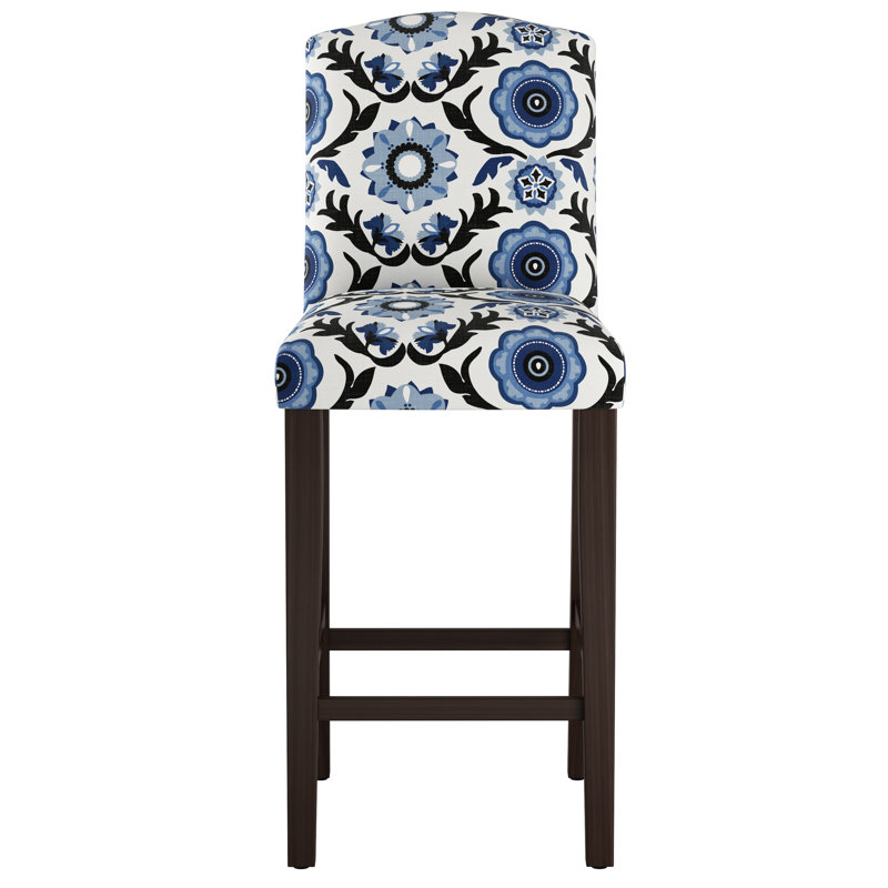Tabouret de bar et de comptoir April, Tabouret de bar (siège d'une hauteur de 31 po), Bleu Tulum, Bois noir