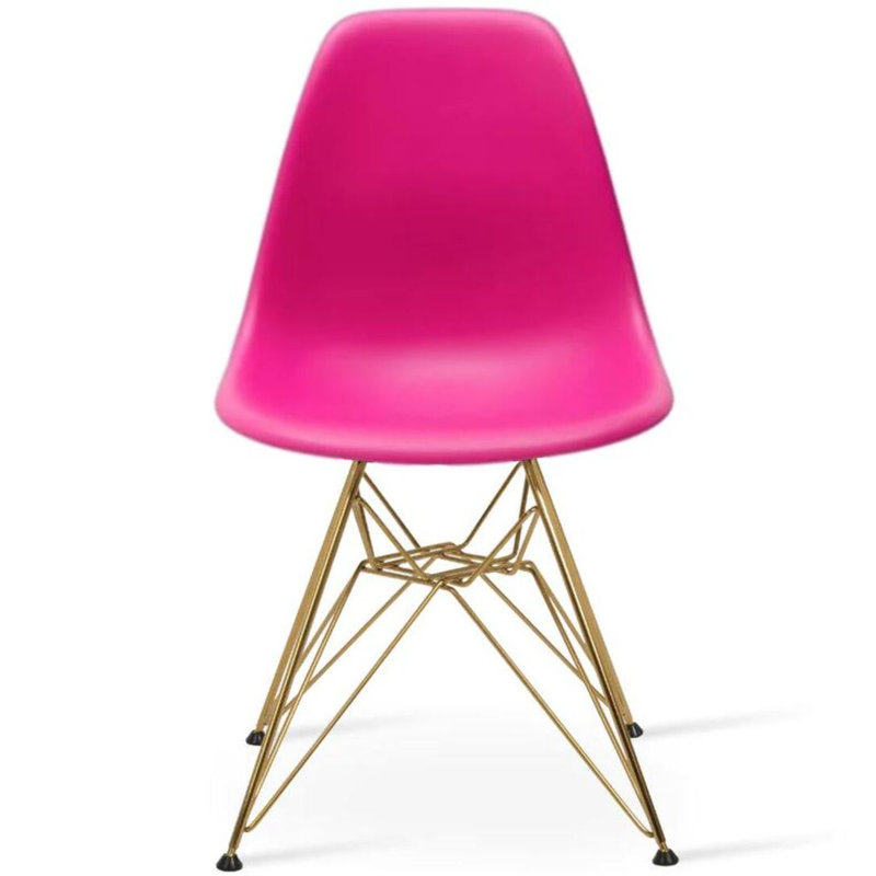 Chaise Krishauna Leffie avec pieds dorés, Rose