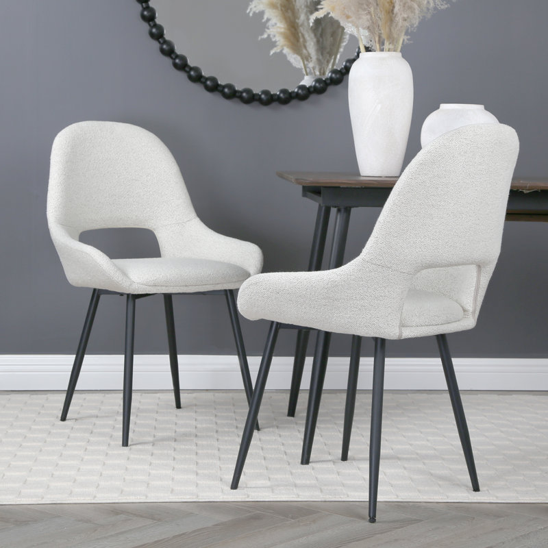 49cm H Upholstered Metal Upholstered Back Accent, Cream