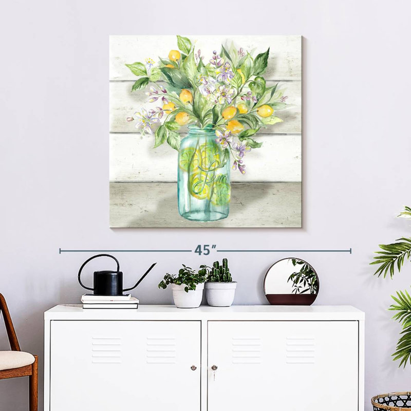 Yarlin, aquarelle, citrons, pot Mason, Shiplap
