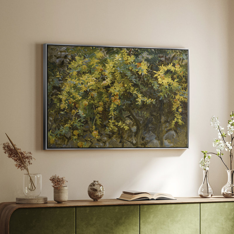 Paysage rétro - CCDVI - Toile tendue avec châssis, Toile encadrée flottée blanche, H 25 po x l 37 po x P 2 po