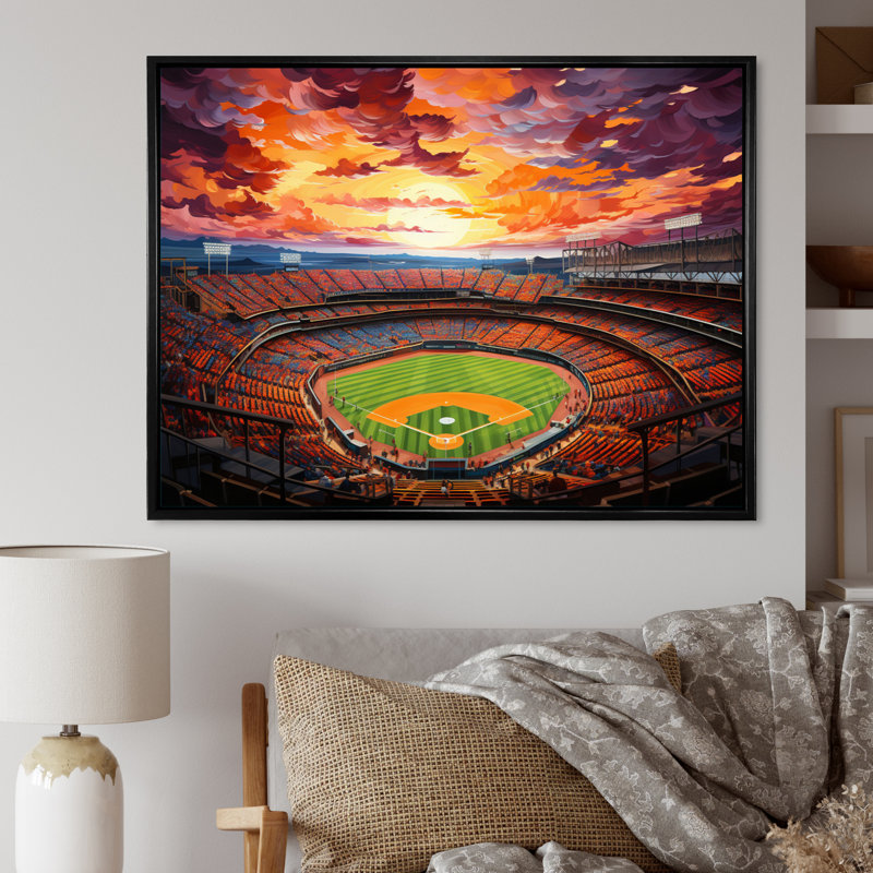 Abstract Baseball Stadium IV - Architecture Canvas Prints, H 16 po x l 32 po, Cadre flottant noir