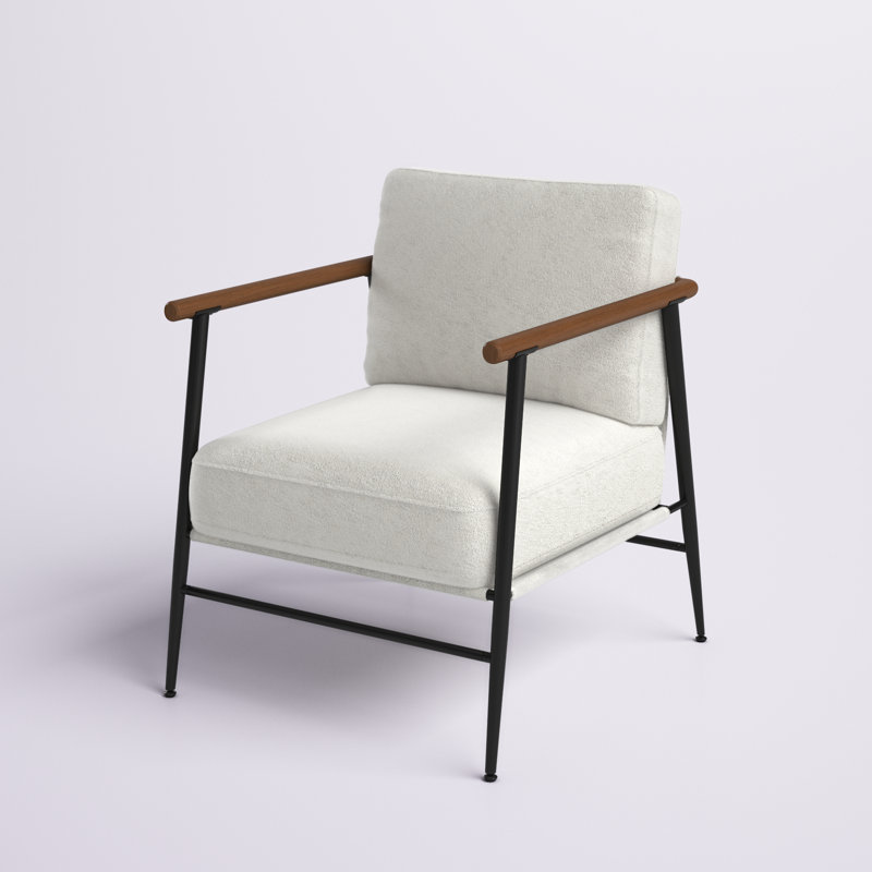 Asbel Upholstered Armchair, White Chenille