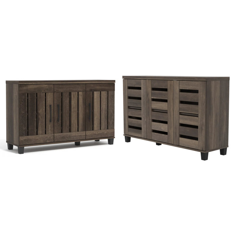Lismore 3-Door Shoe Storage Set (Holds 32 Pairs), Dark Dusty Oak