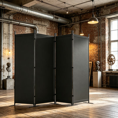 Paravent de 88 po x H 70,5 po, grand paravent de séparation pliable, paravent mural portatif, 4 panneaux autoportants, pour bureau de studio de résidence