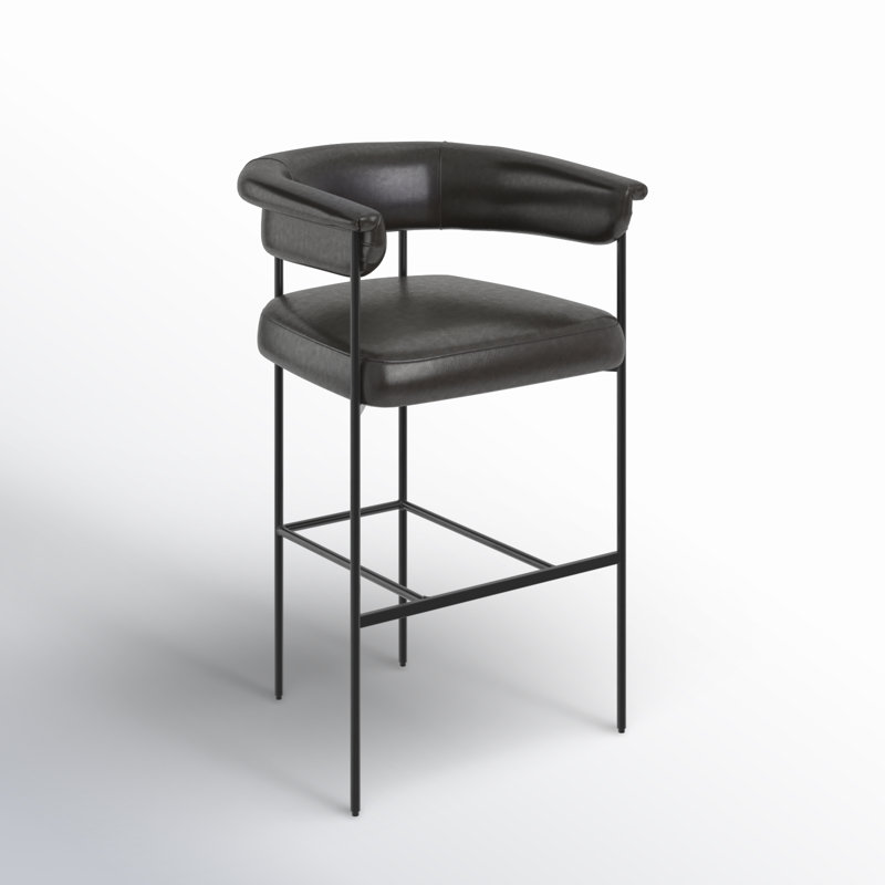 Grayson Counter and Bar Stool, Bar Stool (30.5" Seat Height), Sonoma Black Genuine Leather, Solid