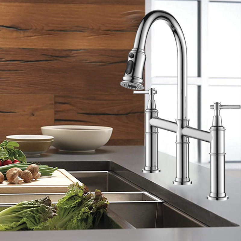 Robinet pont rétractable avec accessoires Werfy, Chrome
