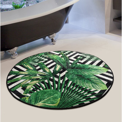 Macaire Shaggy Green/Black/While Rug