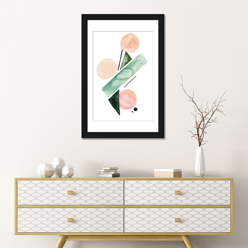 « geometry i », impression sur toile, Papier d'art encadré noir, Blanc, H 32 po x l 24 po x P 1 po