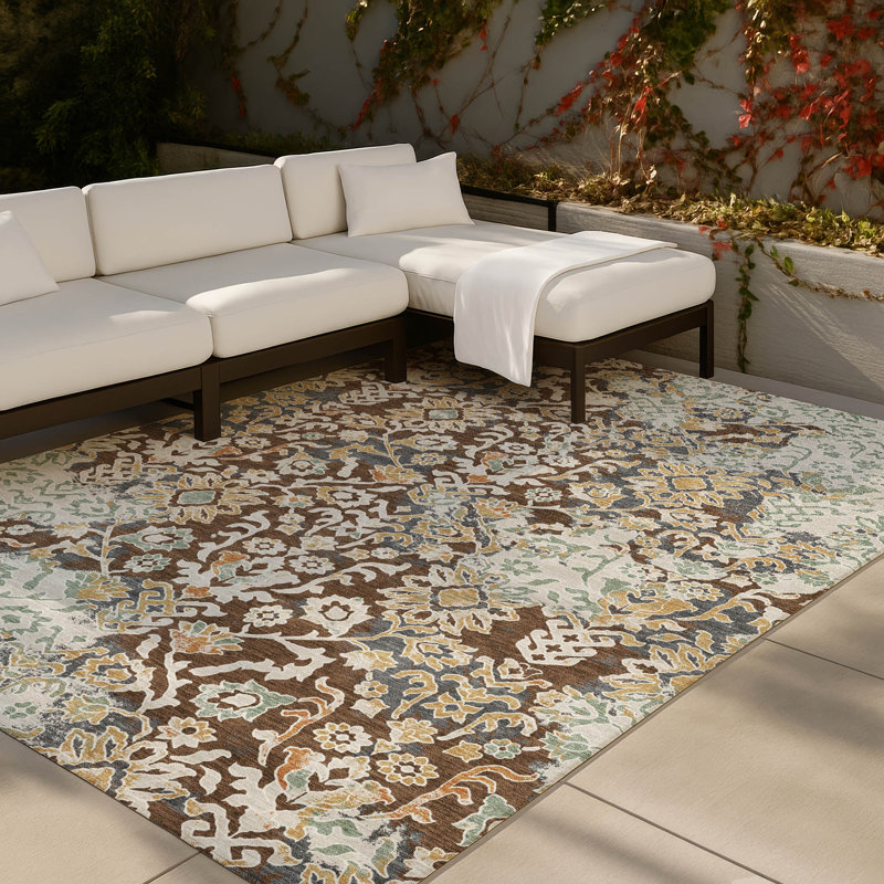 Machine Washable Indoor/Outdoor Chantille ACN2584 Traditional Rug, 3' x 5', Chocolate
