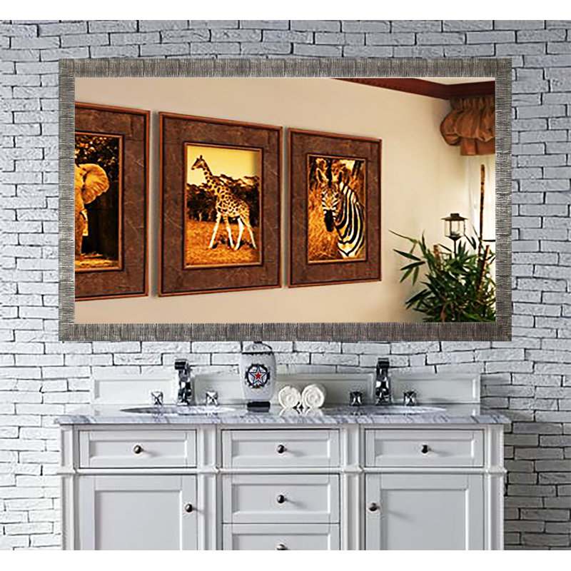 Guildford Wood Flat Wall Mirror, 37" H x 73.5" W