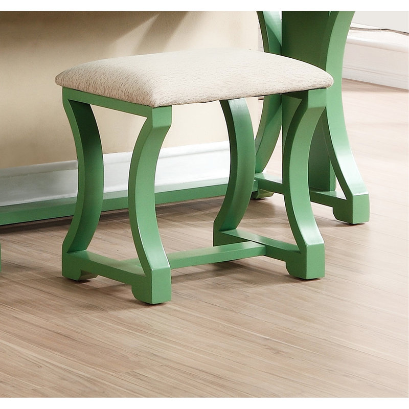 Meuble-lavabo moderne, finition pomme, tabouret, cadre en pin rustique avec abat-jour, miroir pliable