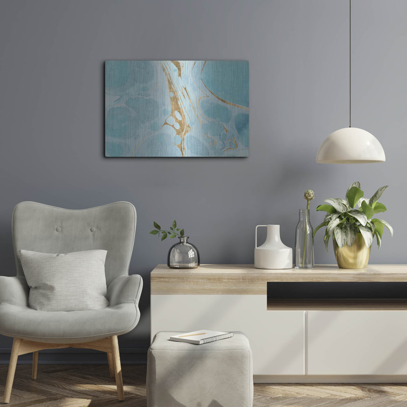  «Turquoise Stream 2» par Annie Warren, art mural en métal, 24 po x 16 po, H 16 po x l 24 po