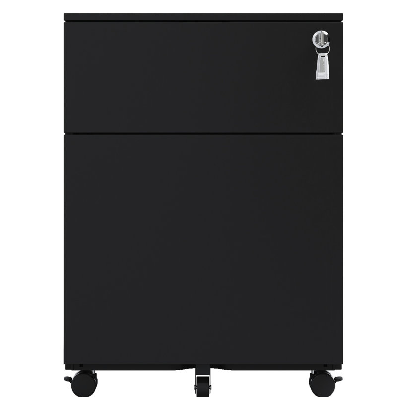 Classeur en acier avec serrure, 2 tiroirs, format légal / lettre / A4 / F4, style populaire pour bureau personnel, tiroir noir