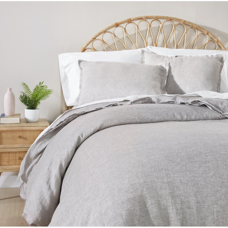 Brisben Linen Duvet Cover Set, Gray, Queen Duvet Cover + 2 Standard Shams