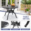 Ensemble de salle à manger bistro 3 pièces en fonte d'aluminium, table ronde de 100 cm avec trou pour parasol et 2 fauteuils avec coussins beiges-399688048