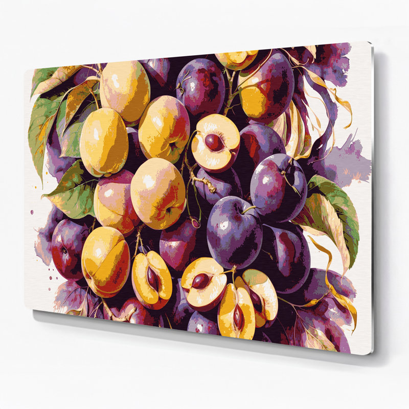 Art mural en métal «Fruit Plumcot» brun, H 11 po x l 14 po