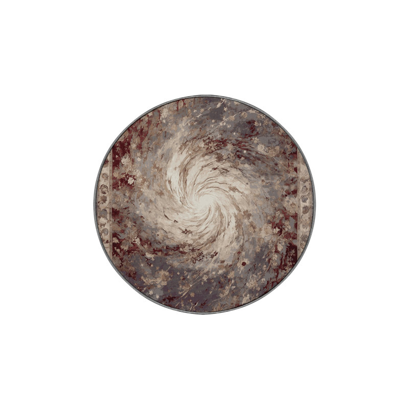 Machine Washable Gray Area Rug, Round 6'