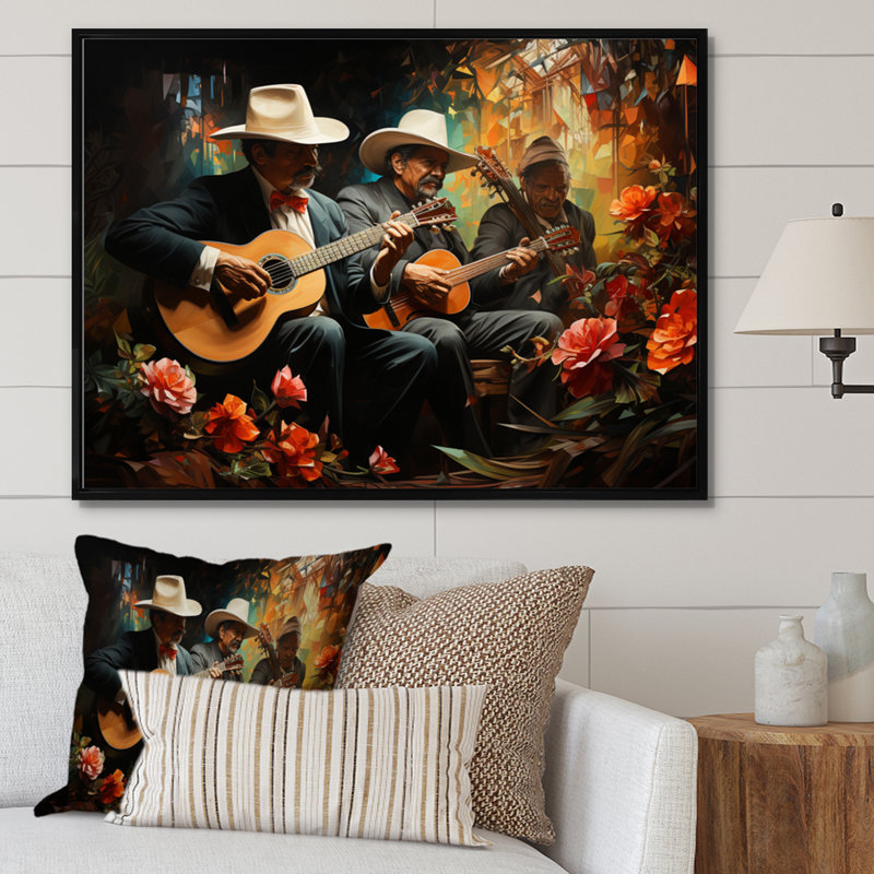 «Mexico Mariachi Melody Musical III», reproduction d'art sur toile, H 30 po x l 40 po, Cadre flottant noir
