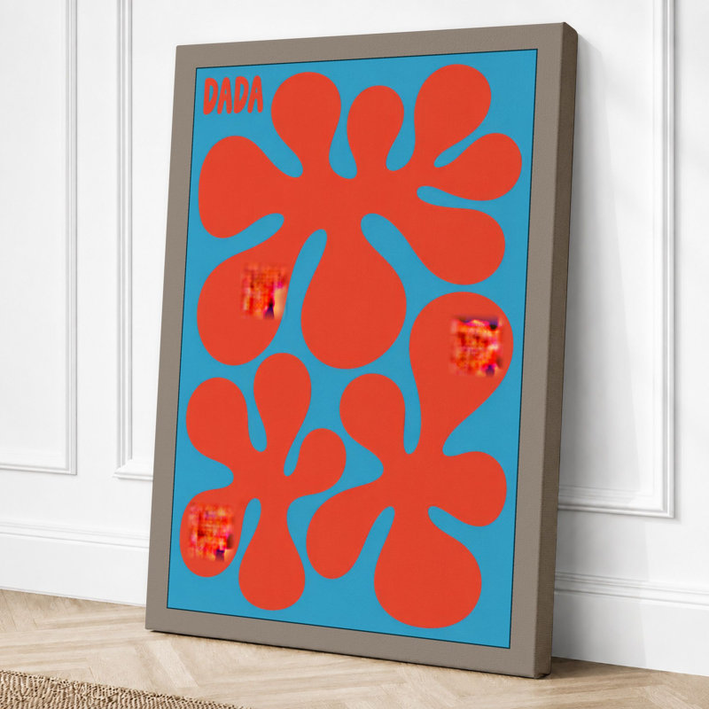 Three Starburst Blooms Mid-Century - Wrapped Canvas, 30x20 - 76.2 x 50.8 cm, Taupe Border