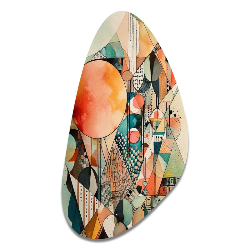 «Spencel Joyful Geometric II - Landscape», art mural en métal asymétrique, reproduction d'art en forme de vert unique