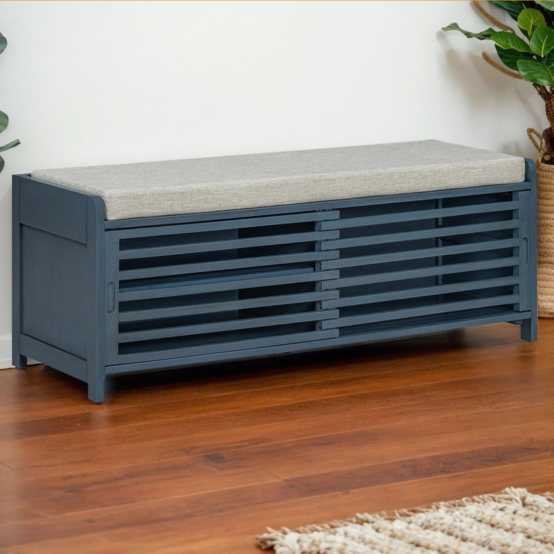 Upholstered Storage Bench, Navy