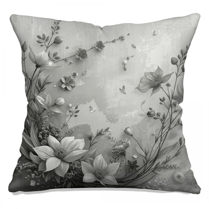 Coussins décoratifs monochromes à motif floral, 14 X 14 pouces