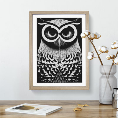 Owl in Monochrome - Framed Print