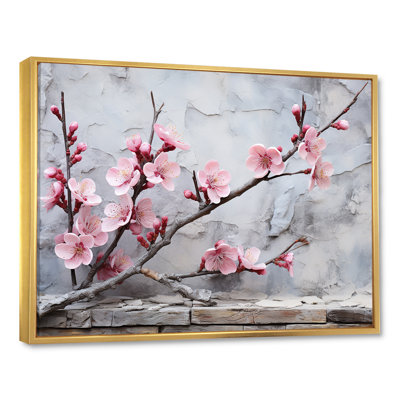 Fleurs de cerisier rose fin de l'hiver - art mural cerisier en fleurs